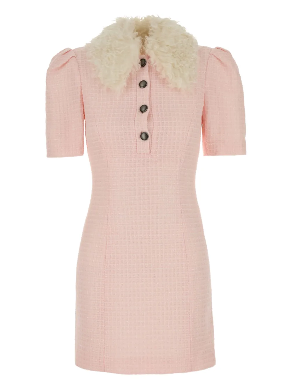 Alessandra Rich Fur-collared Mini Dress