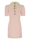 Alessandra Rich button-up dress with faux fur collar - Pink