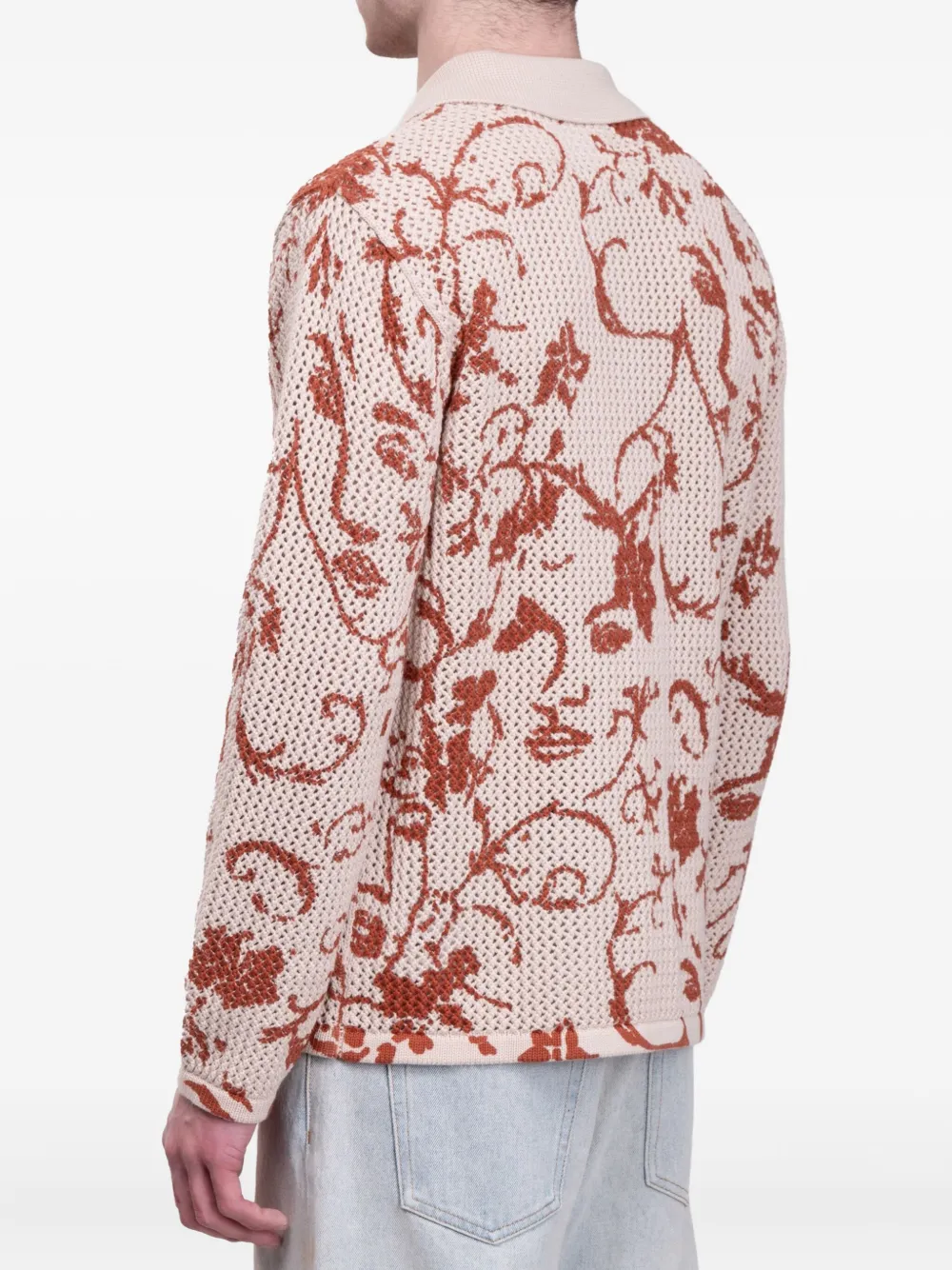 KidSuper Opengebreid vest met bloemen Beige