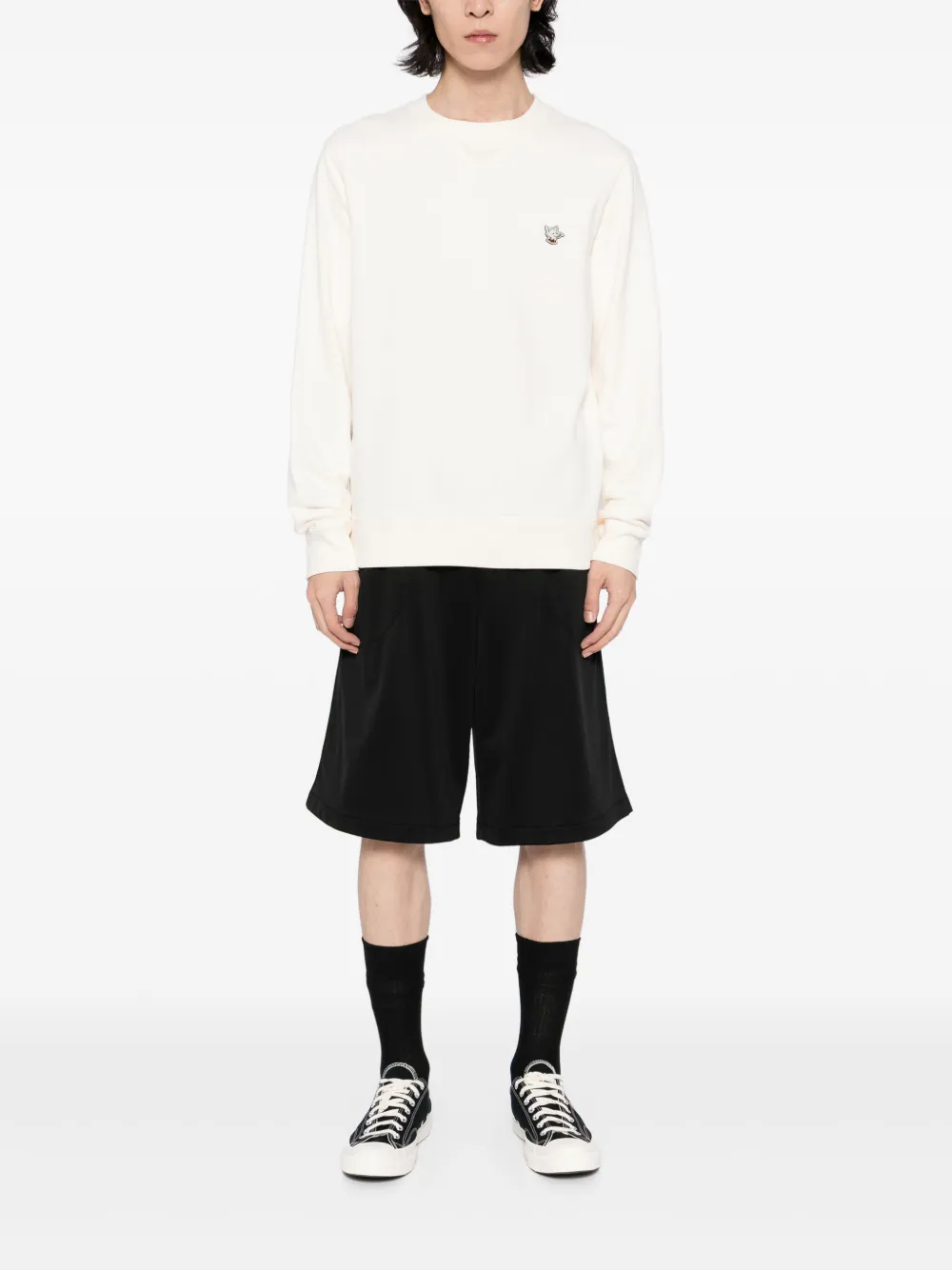 CAFÉ KITSUNÉ Barista Fox-patch sweatshirt - Beige