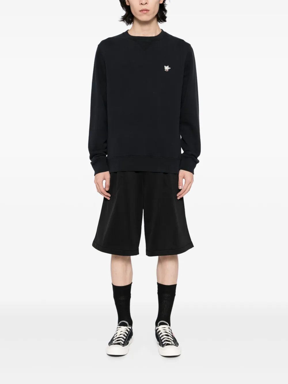 CAFÉ KITSUNÉ Barista Fox-patch sweatshirt - Zwart