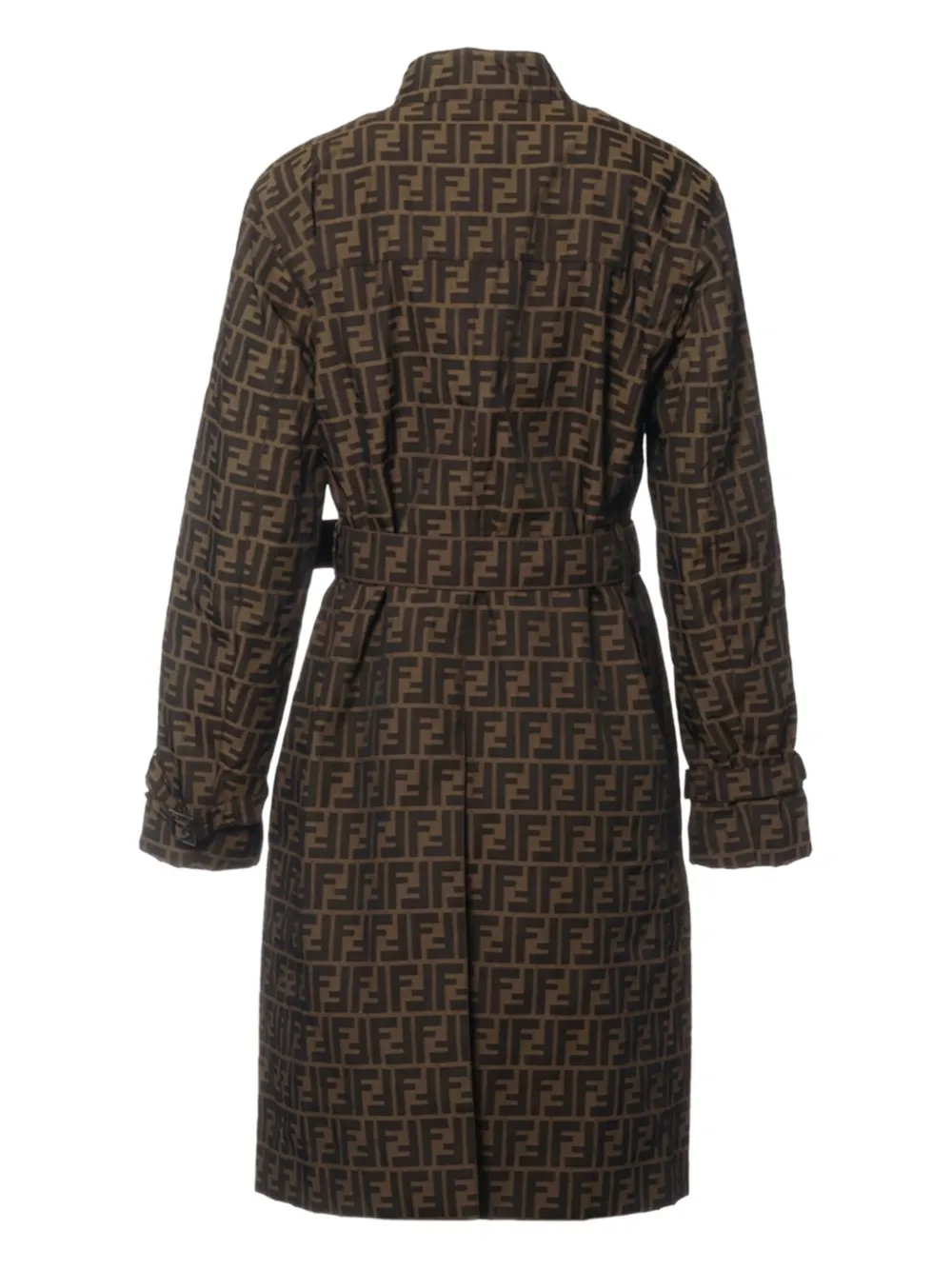 Fendi Pre-Owned Trenchcoat met Zucca-monogram - Bruin