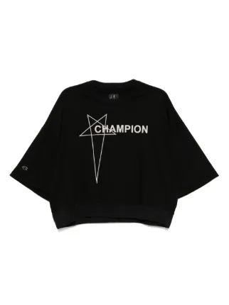 RICK OWENS Champion ロゴプリント Tシャツ ブラック S Rick Owens Tommy Tシャツ | ブラック | FARFETCH JP
