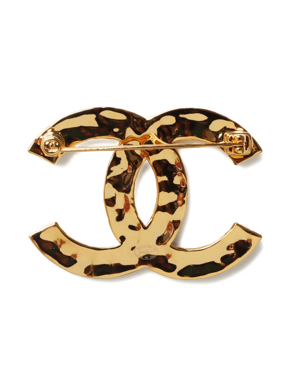 Pre-owned Chanel 2024 Interlocking Cc Brooch In Gold