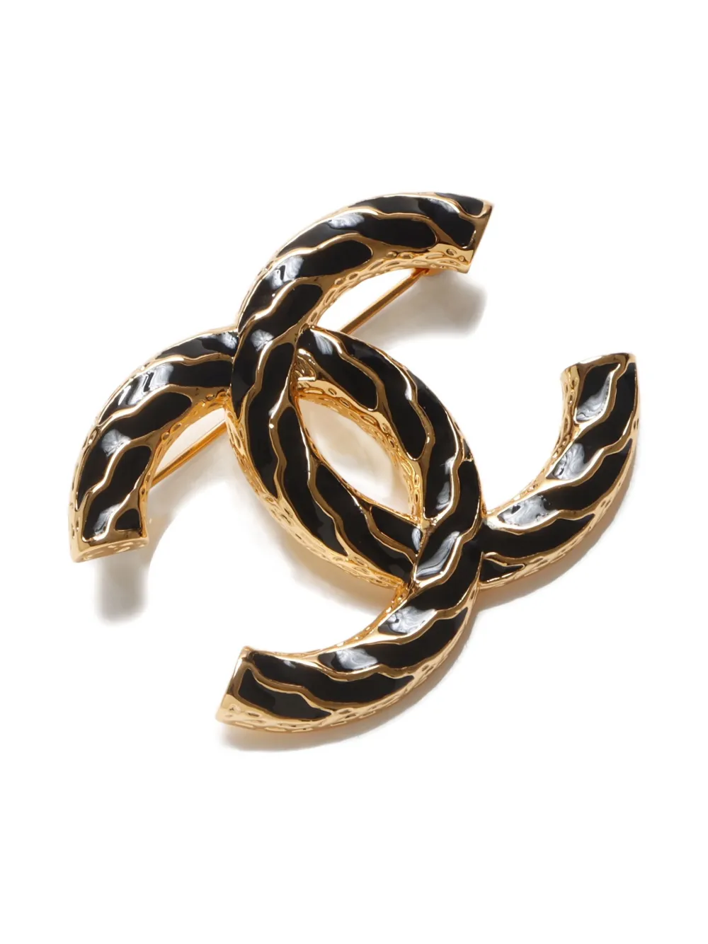 Pre-owned Chanel 2024 Interlocking Cc Brooch In Gold