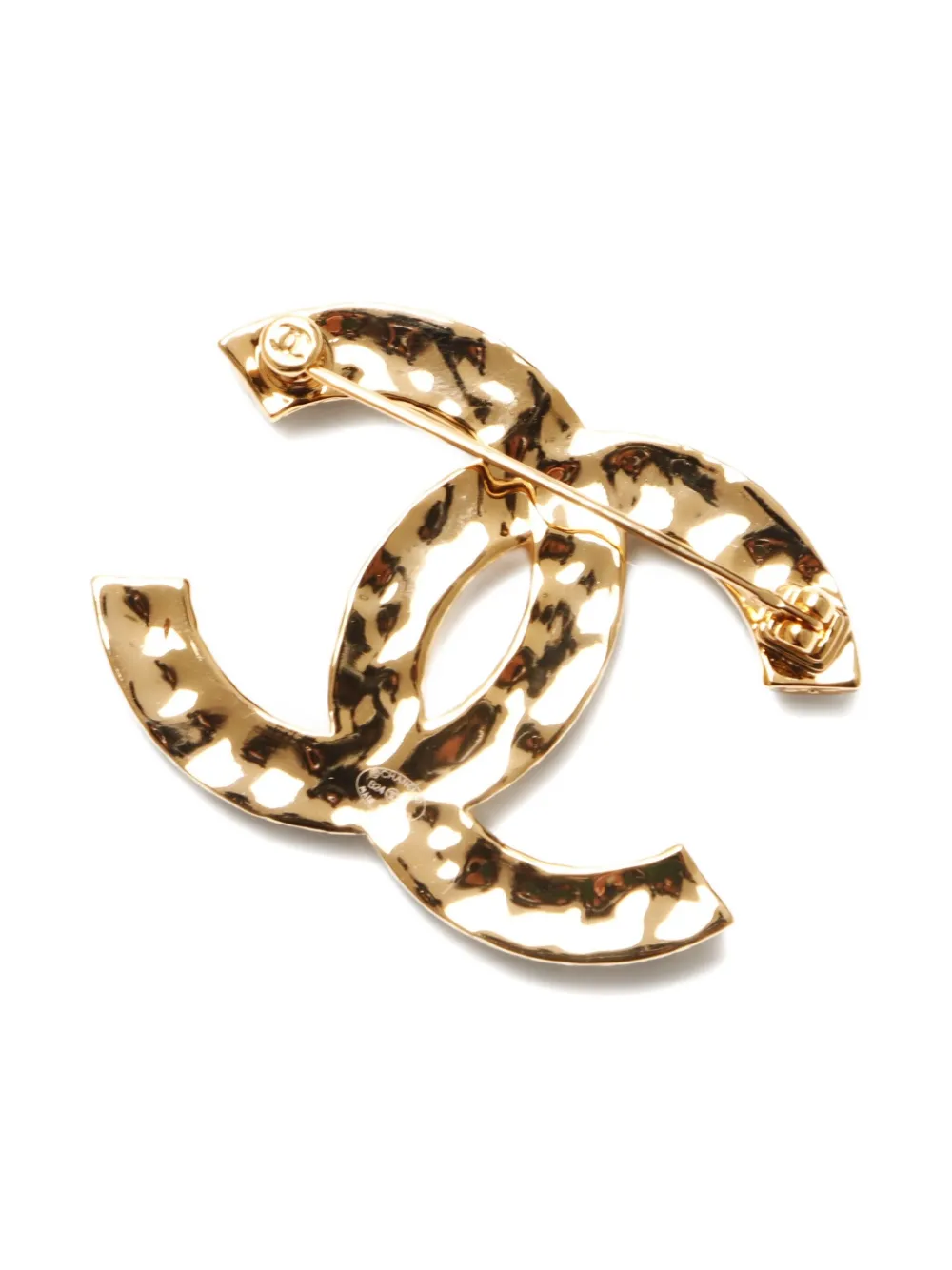 Pre-owned Chanel 2024 Interlocking Cc Brooch In Gold