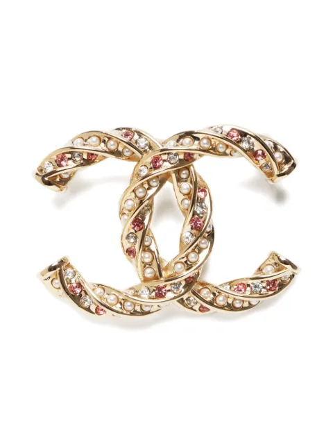 CHANEL Pre-Owned broche con logo CC 2024