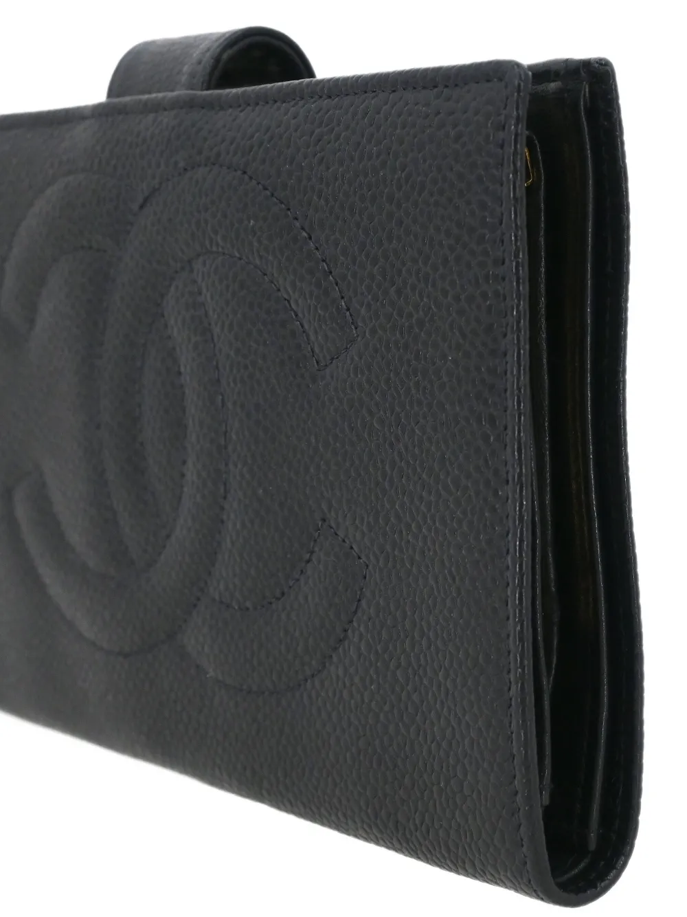 Pre-owned Chanel 1997 Bi-fold Wallet In Black