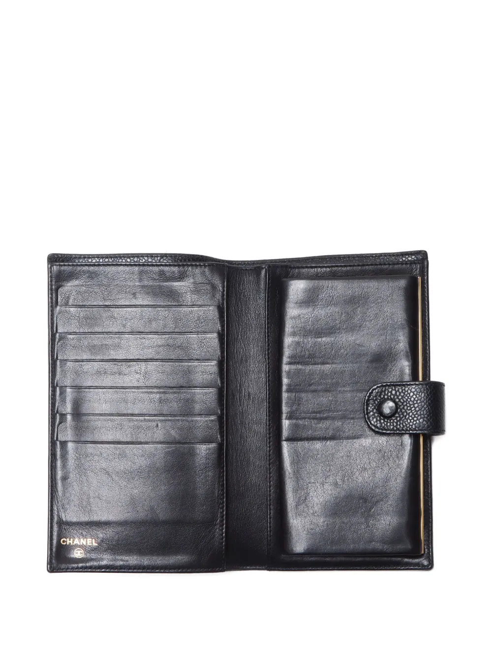 Pre-owned Chanel 1994-1999 Cc Caviar-leather Wallet In Black