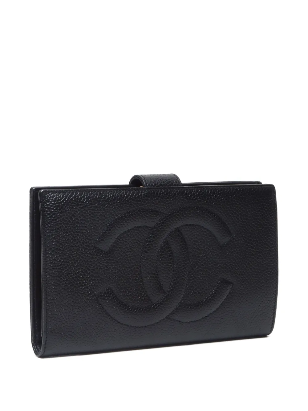 Pre-owned Chanel 1994-1999 Cc Caviar-leather Wallet In Black