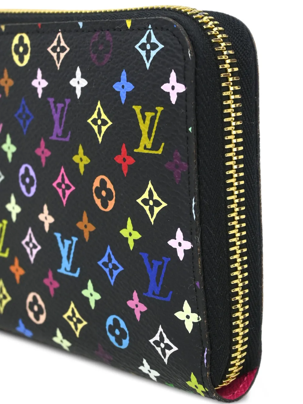 Pre-owned Louis Vuitton Multicolour Logo Print Wallet In Black