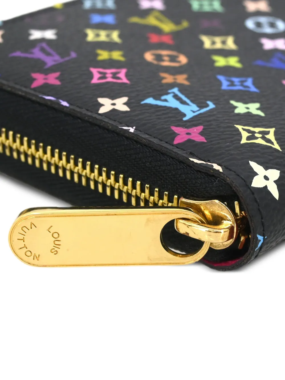 Pre-owned Louis Vuitton Multicolour Logo Print Wallet In Black