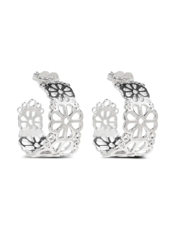 Kate Spade Flower Lace Hoop Earrings Silver FARFETCH UZ