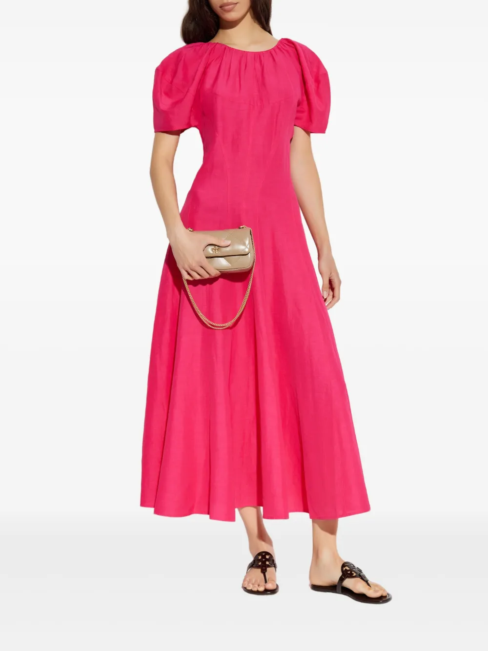 Tory Burch balloon-sleeve midi dress - Roze