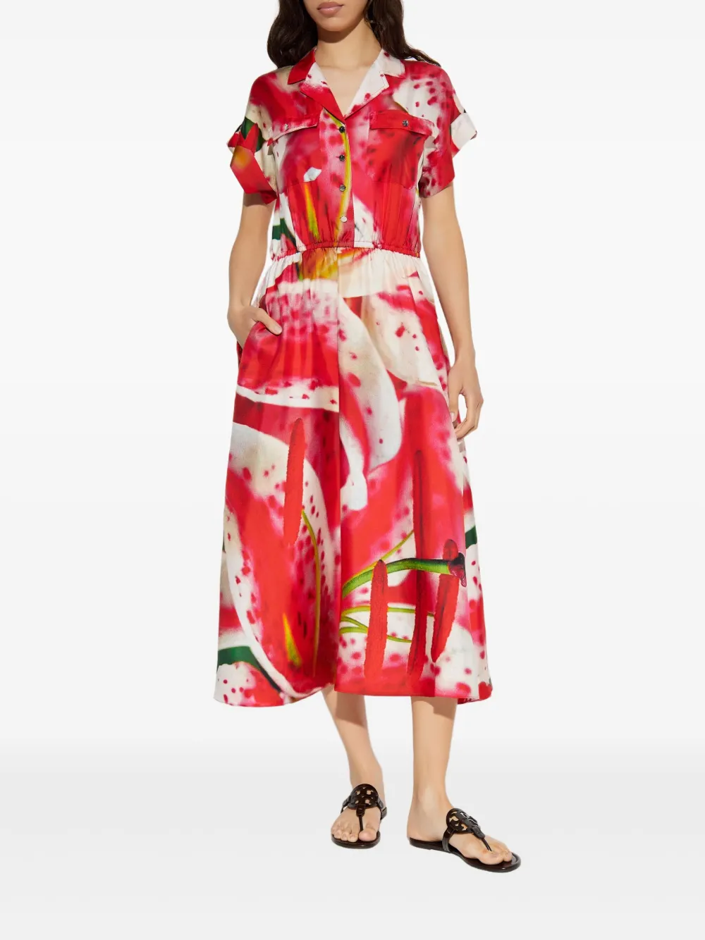 Tory Burch Midi-jurk met grafische print Roze