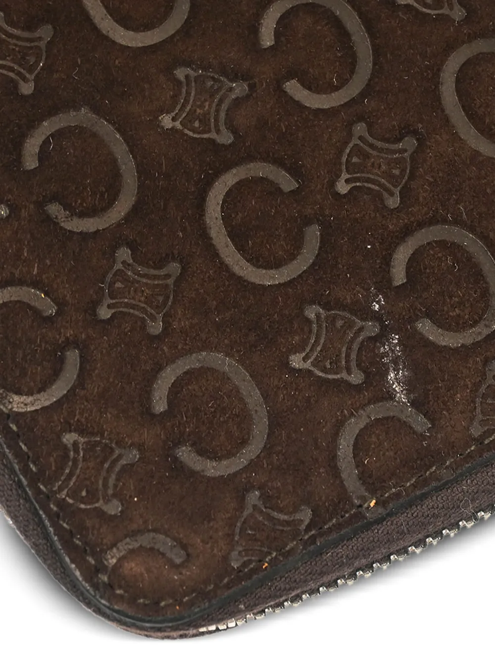 Pre-owned Celine Monogram-embossed Leather Wallet In Brown