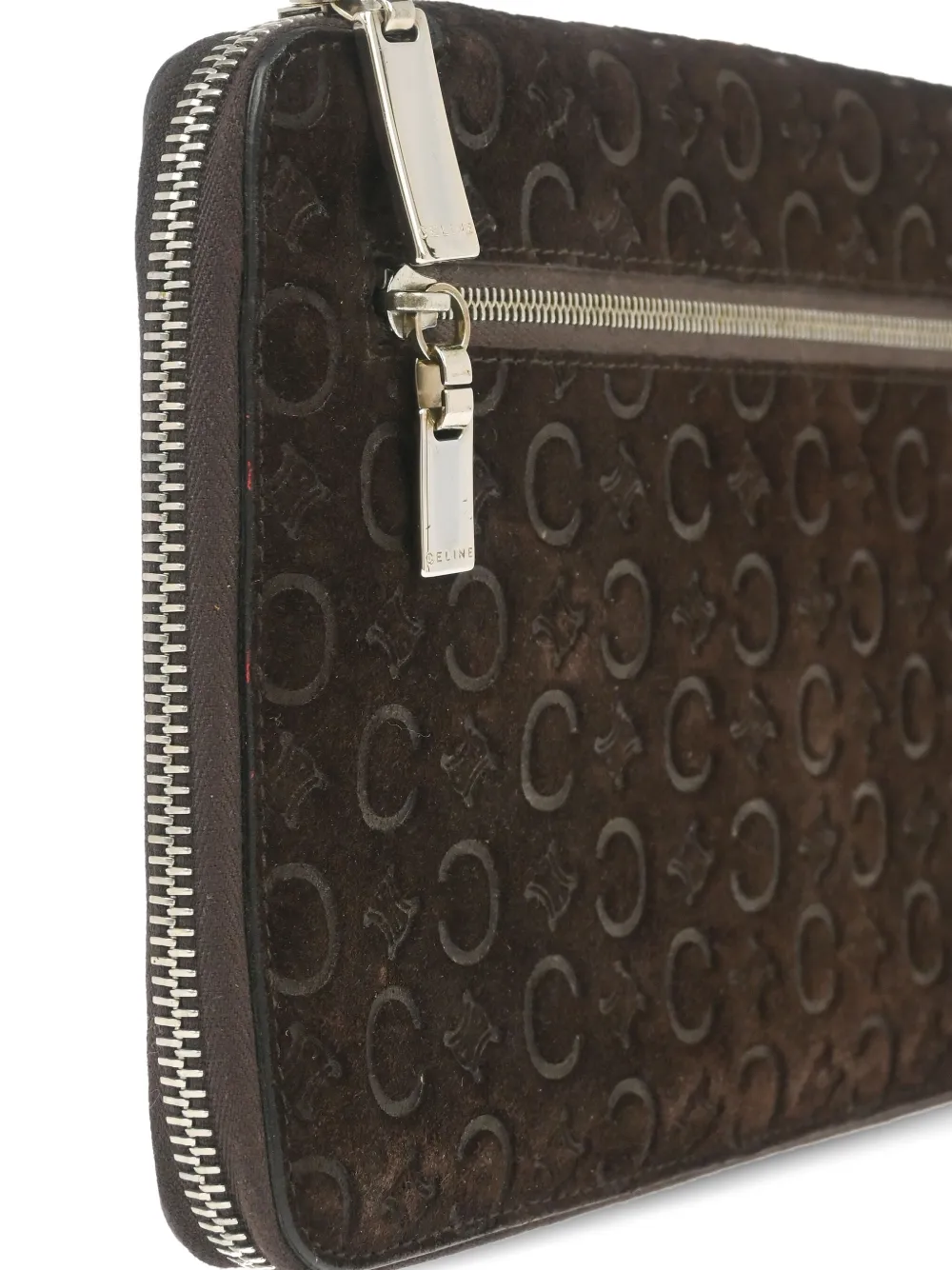 Pre-owned Celine Monogram-embossed Leather Wallet In Brown