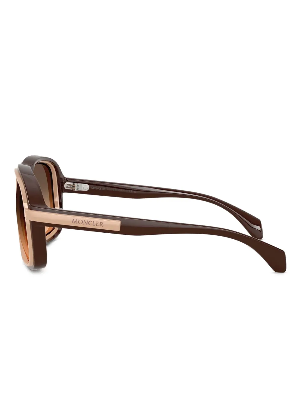 Moncler Eyewear Tweekleurige bril met piloten montuur Bruin