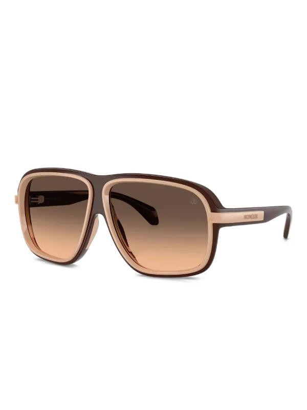 MONCLER ブラウンフレーム サングラス Moncler Eyewear パイロットフレーム サングラス | ブラウン | FARFETCH JP