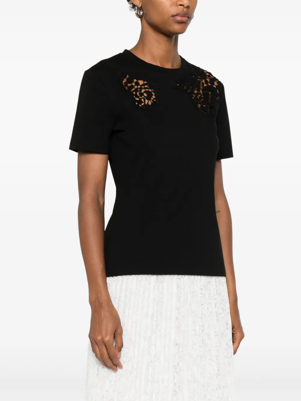 Ermanno Scervino Guipure T-shirt met kant Zwart