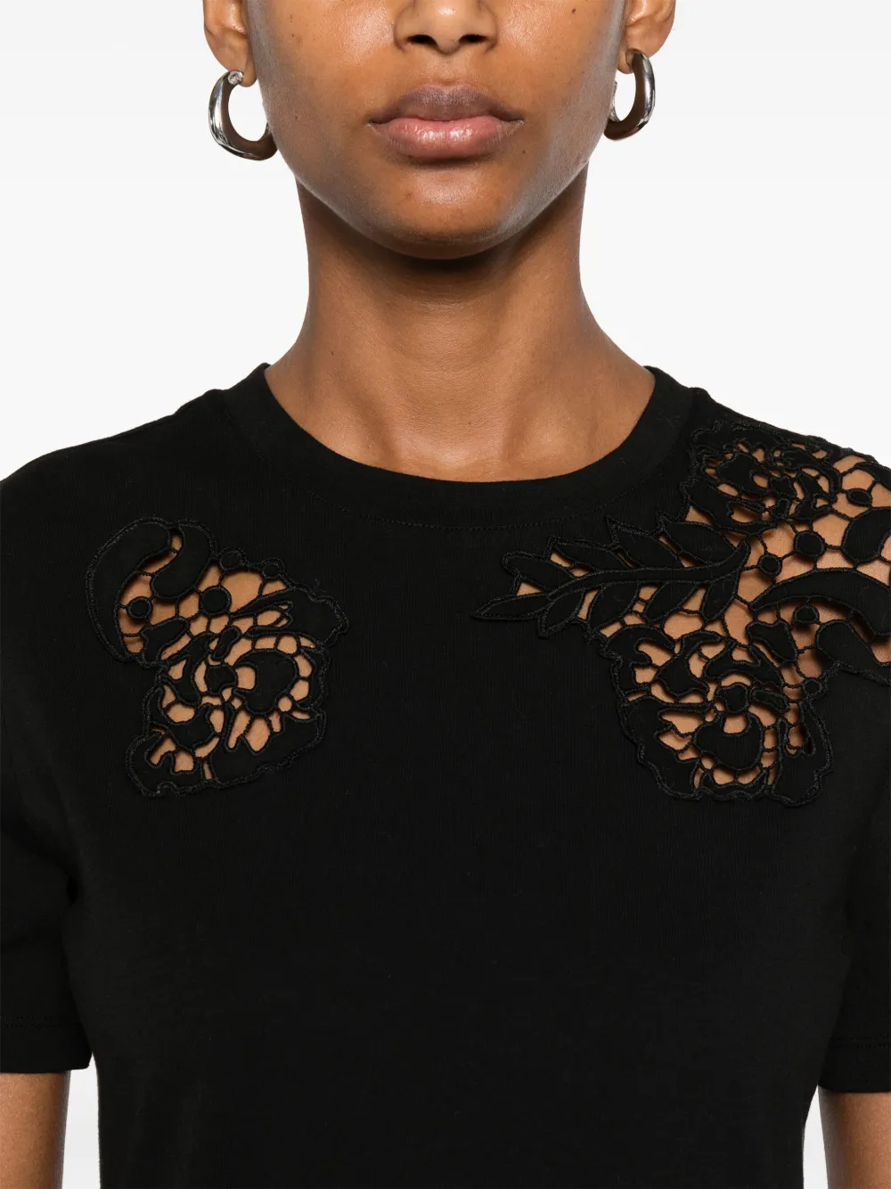 Ermanno Scervino Guipure T-shirt met kant Zwart