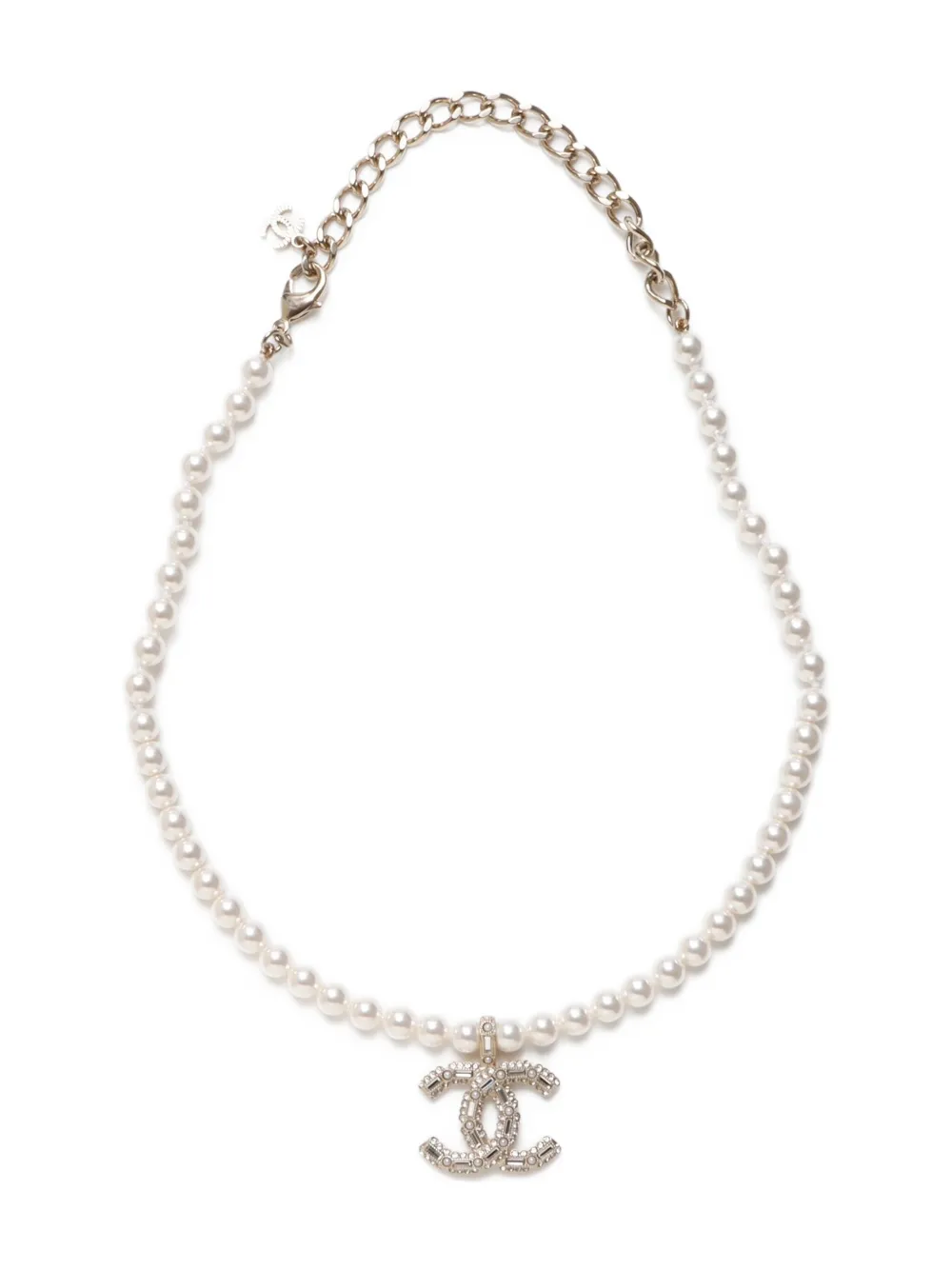 CHANEL Pre-Owned 2024 CC faux-pearl necklace - ホワイト CHANEL Pre-Owned 2024 CC faux-pearl necklace - ホワイト