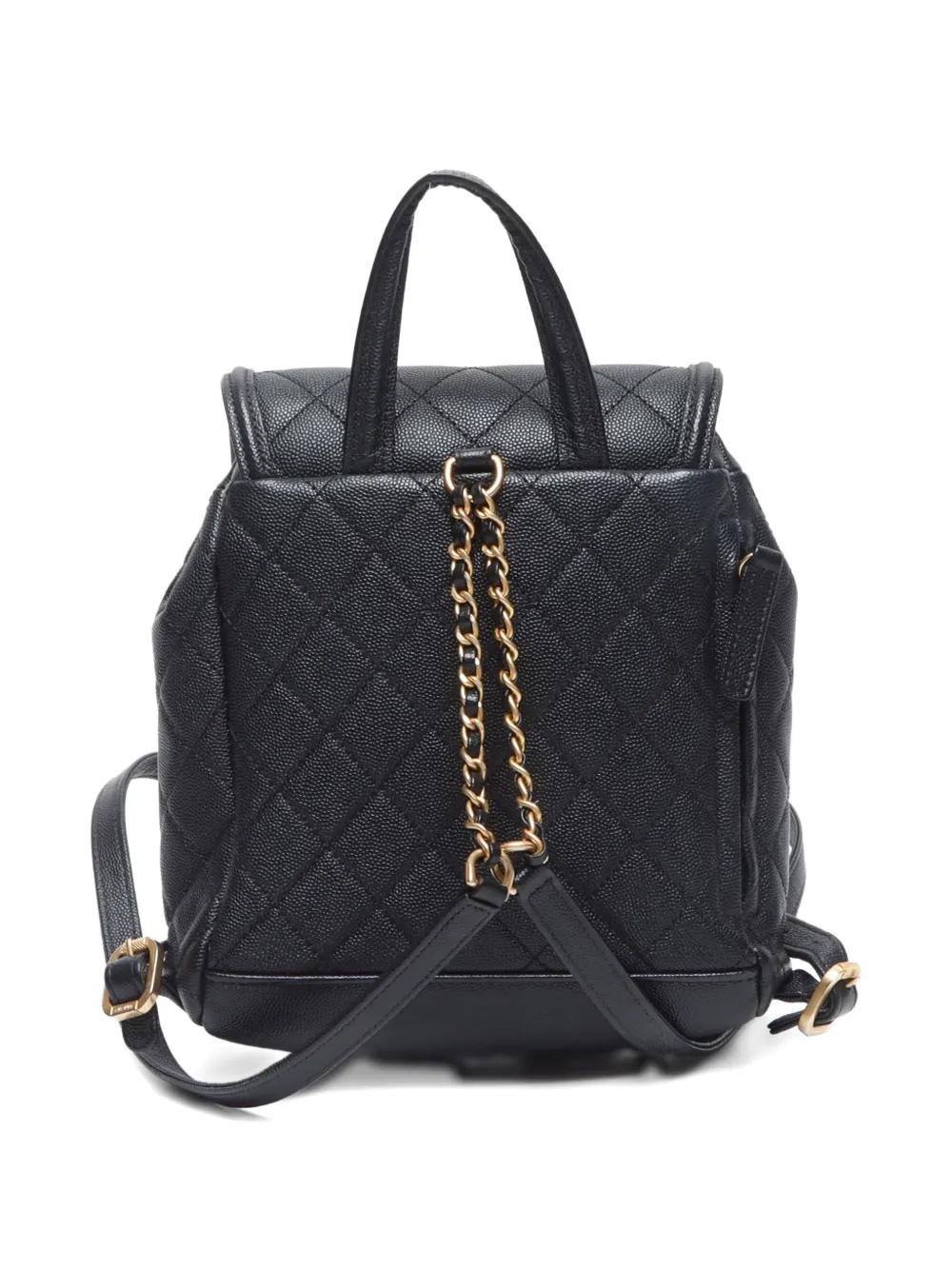 Pre-owned Chanel 2019 Small Diamond-quilted Backpack In Black