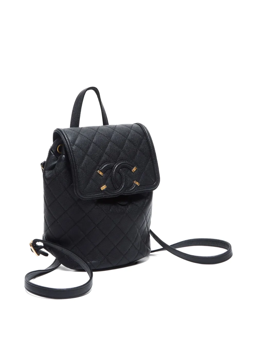 Pre-owned Chanel 2019 Small Diamond-quilted Backpack In Black