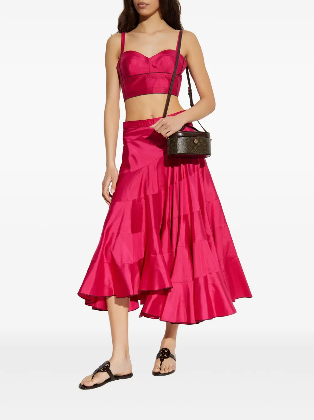 Tory Burch silk midi skirt - Roze