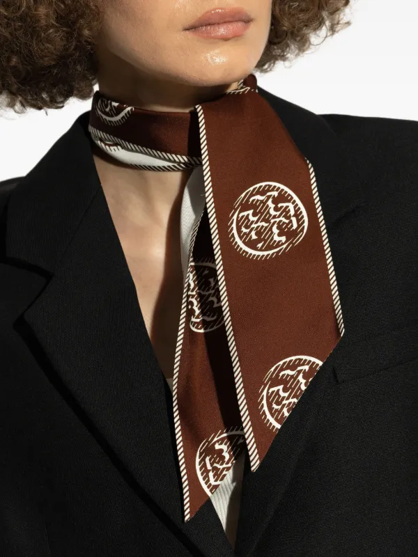 Tory Burch モノグラム シルクスカーフ | ブラウン | FARFETCH JP