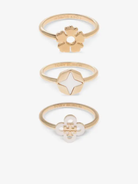 Tory Burch charm-embellished ring (set of three)