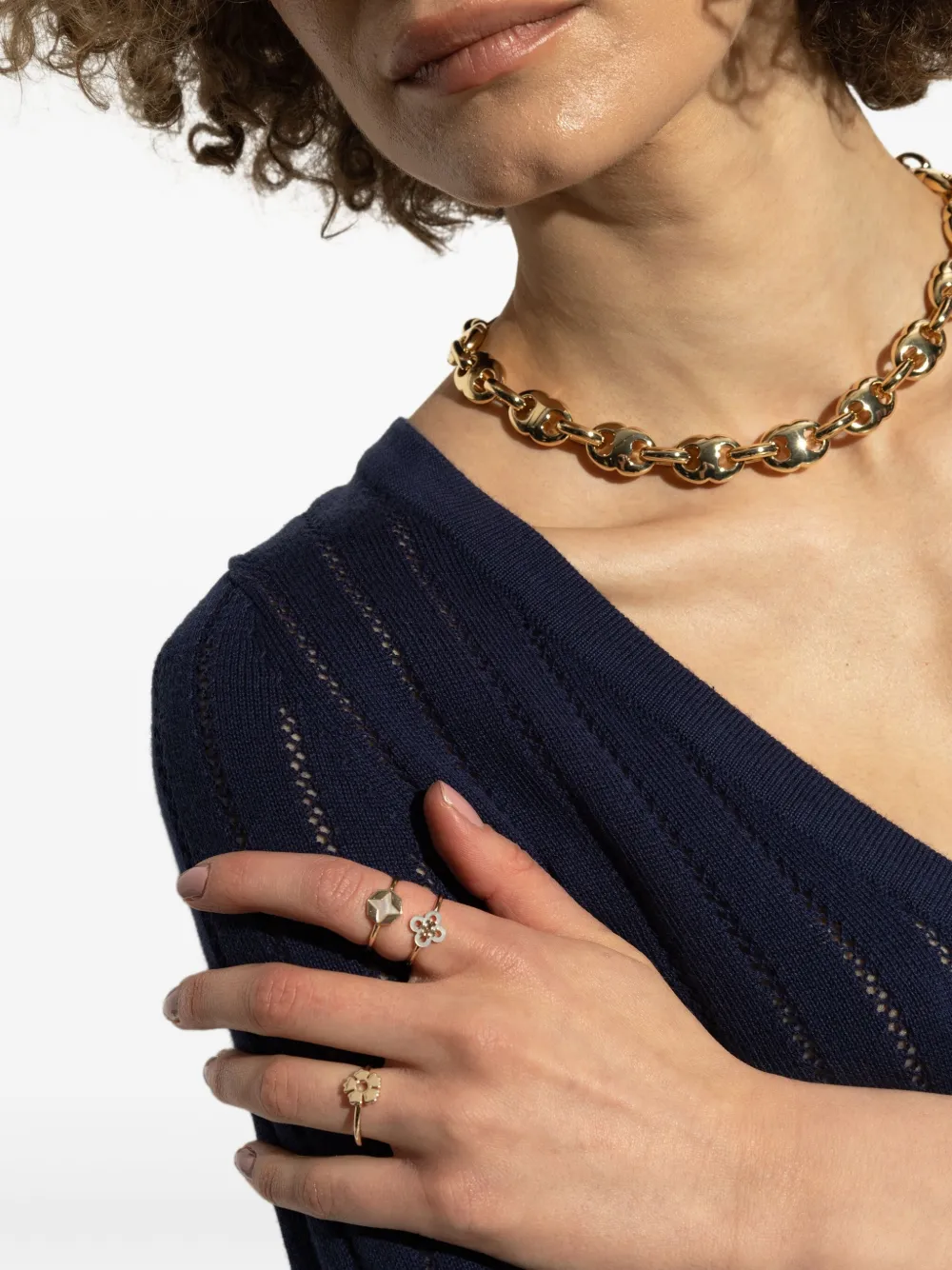 Tory Burch charm-embellished ring (set of three) - Goud