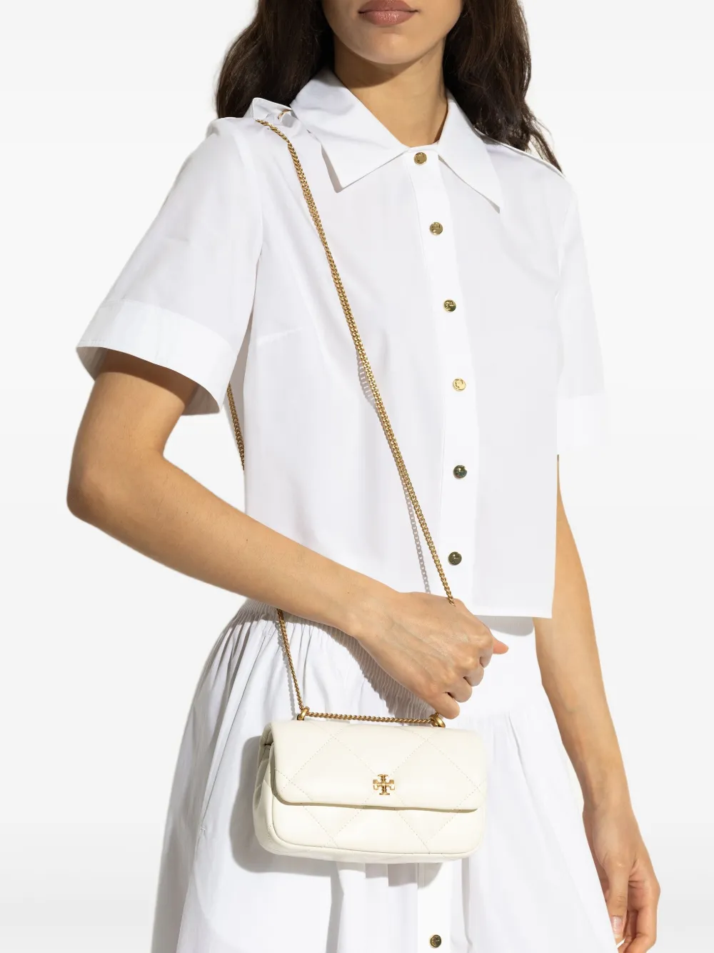 Tory Burch Kira Diamond mini-schoudertas - Beige