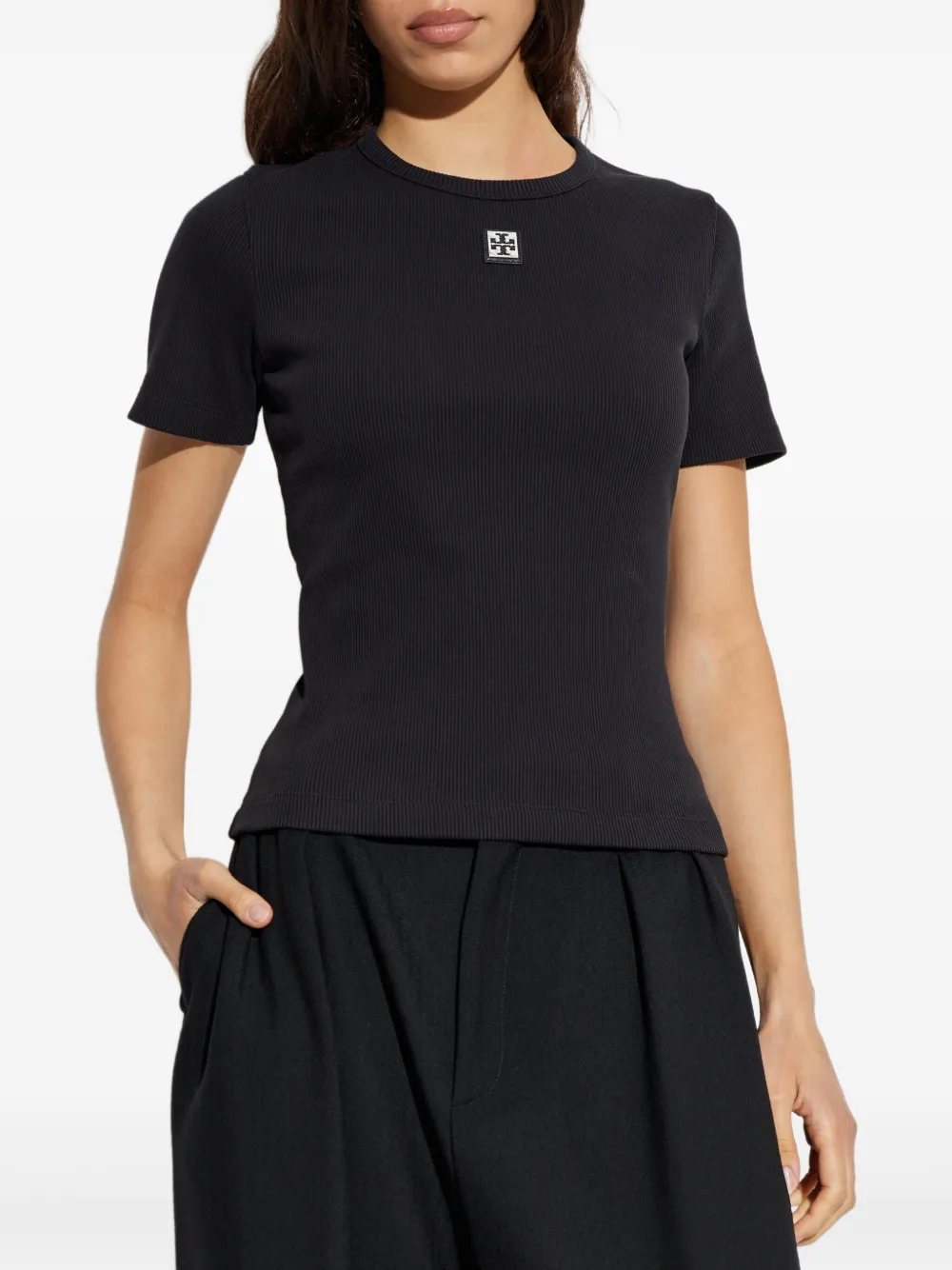 Tory Burch T-shirt met logopatch Zwart
