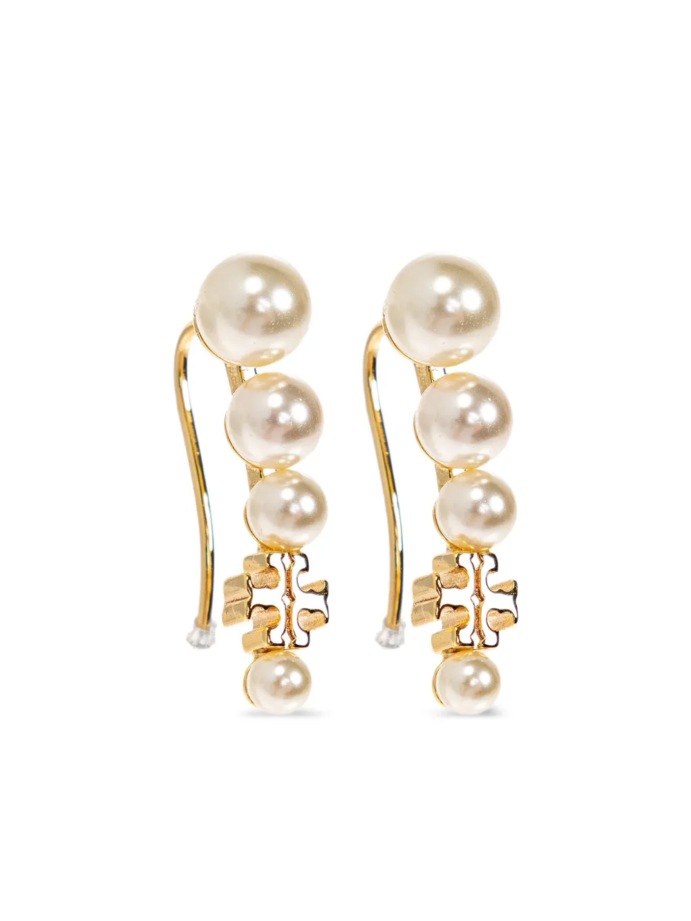 Tory Burch Pearl Ear Clowler ピアス - ゴールドトーン Tory Burch Pearl Ear Clowler ピアス - ゴールドトーン