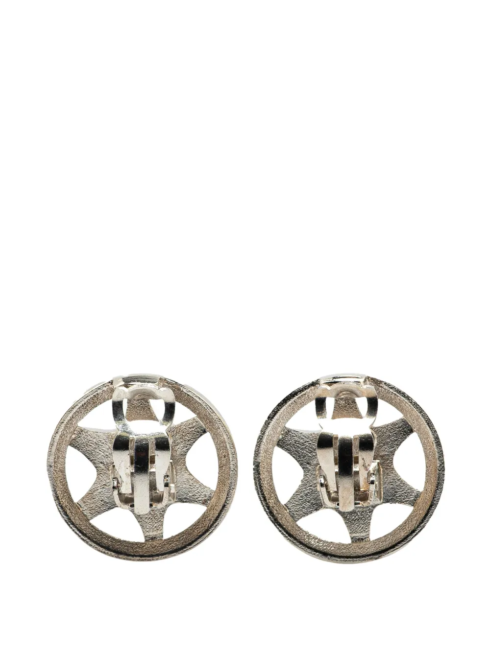 CHANEL Pre-Owned 1997 Silver CC Round Star Clip On Earrings costume earrings | Image 2