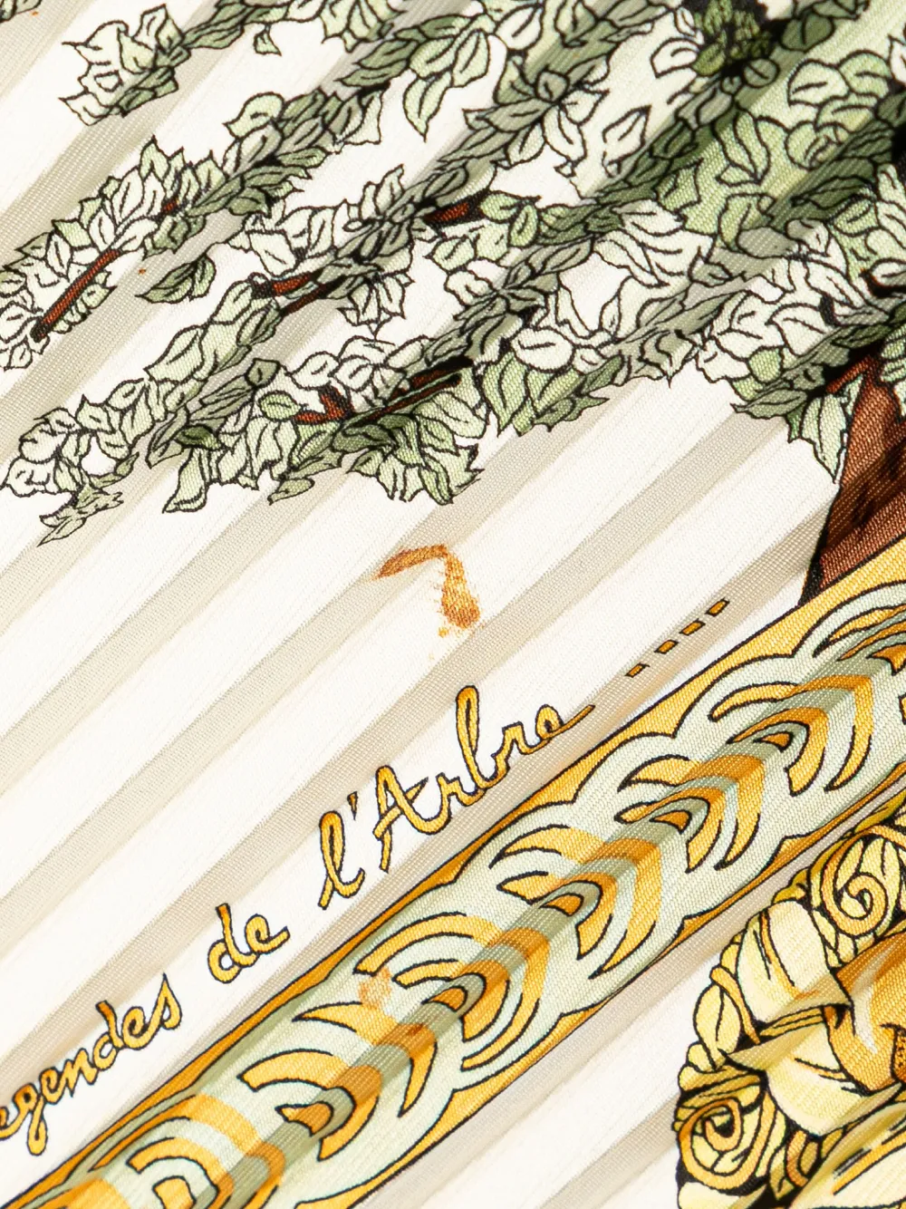 Pre-owned Hermes 20th Century Les Legendes De L Arbre Pleated Silk Scarf Scarves