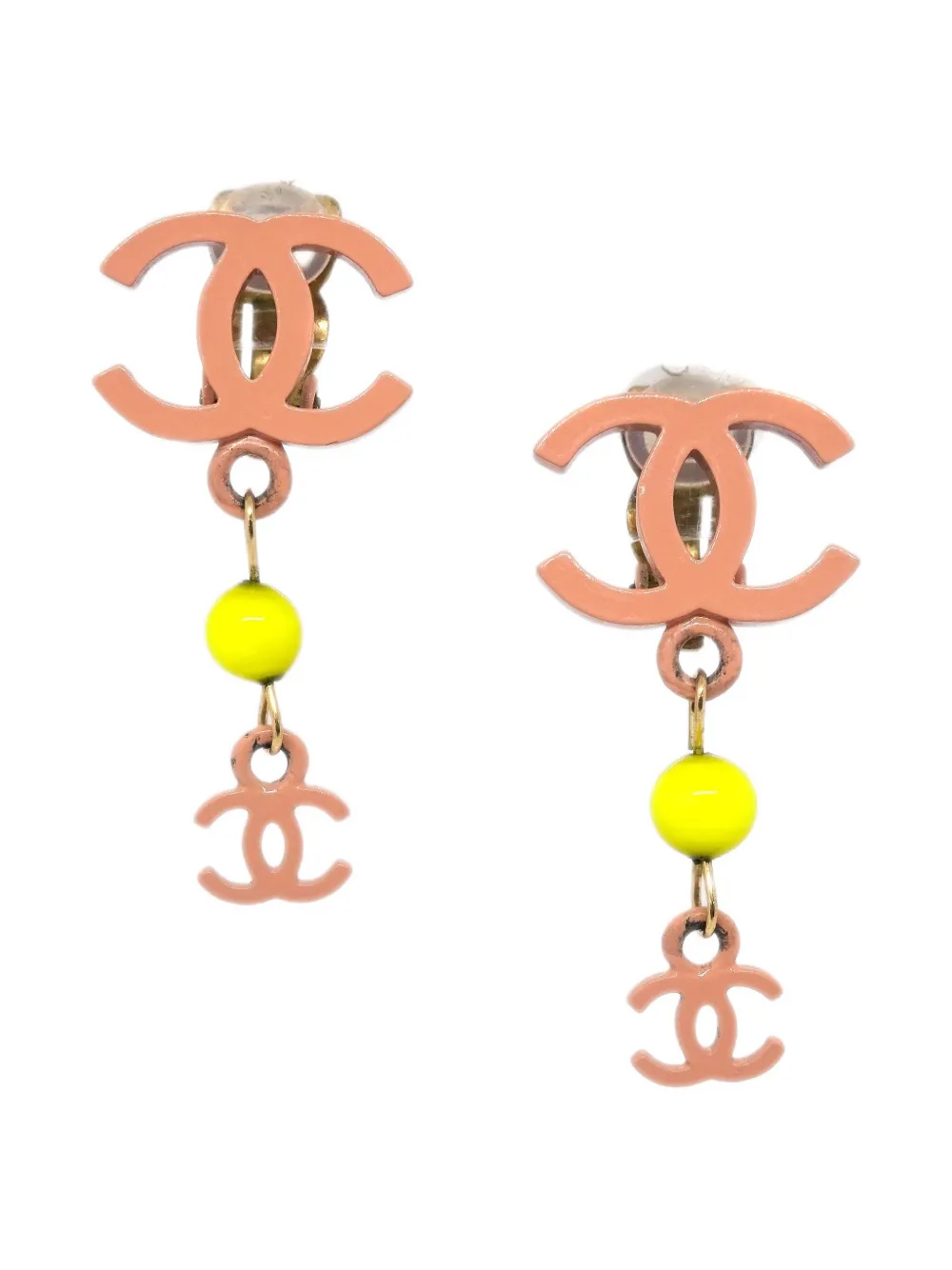 Pre-owned Chanel 2003 Cc Logo Clip-on Earrings