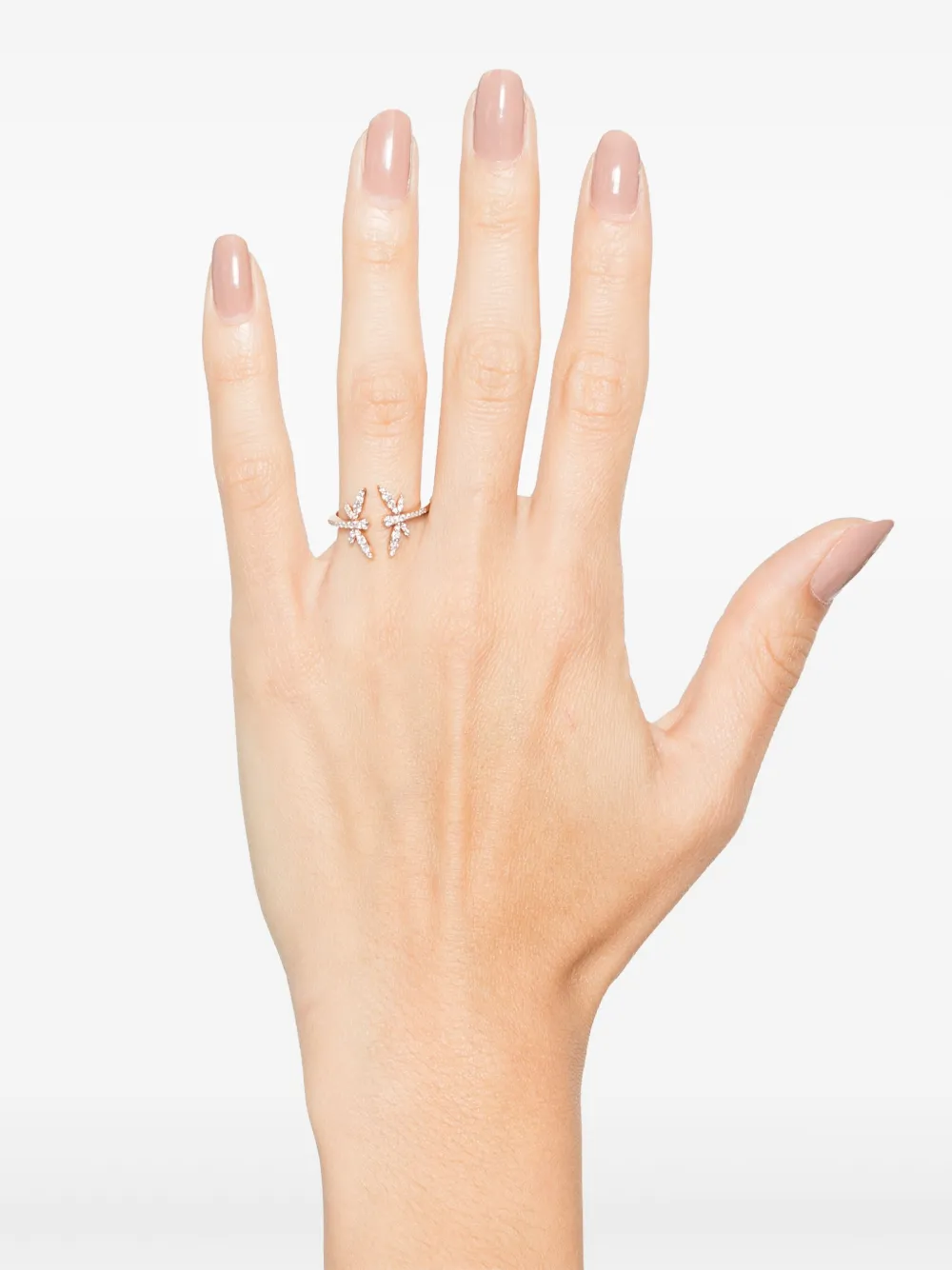18k Rose Gold Dragonfly-Motif Diamond Ring