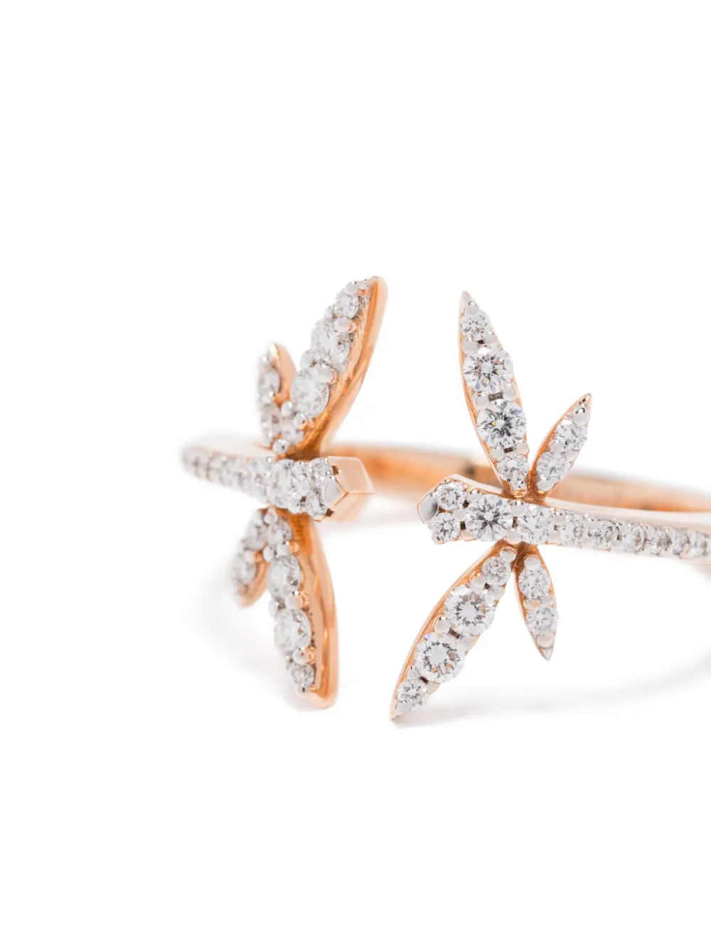 18k Rose Gold Dragonfly-Motif Diamond Ring