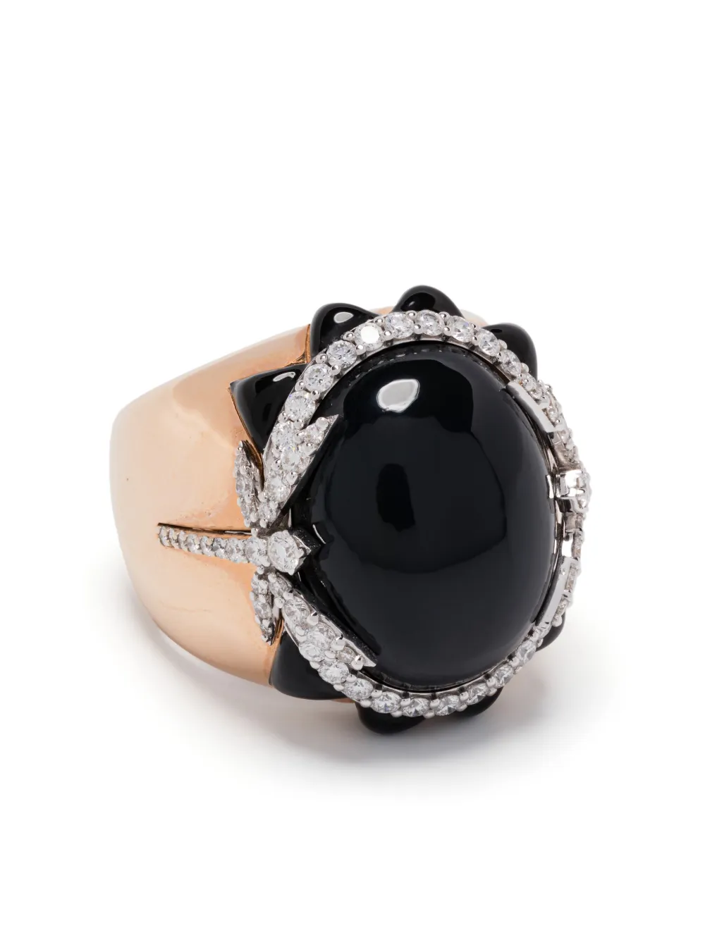Anapsara 18K yellow gold dragonfly-motif diamond and onyx ring - Anapsara 18K yellow gold dragonfly-motif diamond and onyx ring -