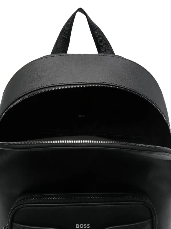 BOSS ブラックバックパック BOSS - Zipped backpack with leather trims - Black