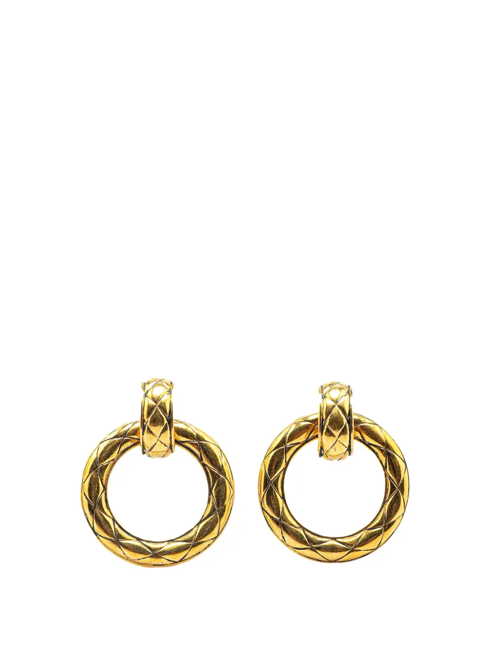 CHANEL Pre-Owned 1970-1980 ゴールドプレーテッド マトラッセ フープ ドロップ クリップオン コスチューム CHANEL Pre-Owned 1970-1980 ゴールドプレーテッド マトラッセ フープ ドロップ クリップオン コスチューム
