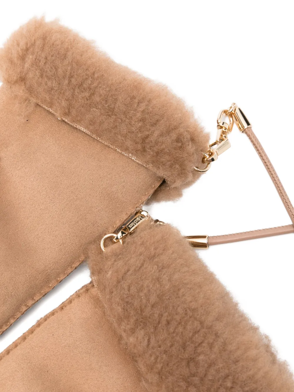  Max Mara Faux-shearling Trimmed Mittens - Brown 