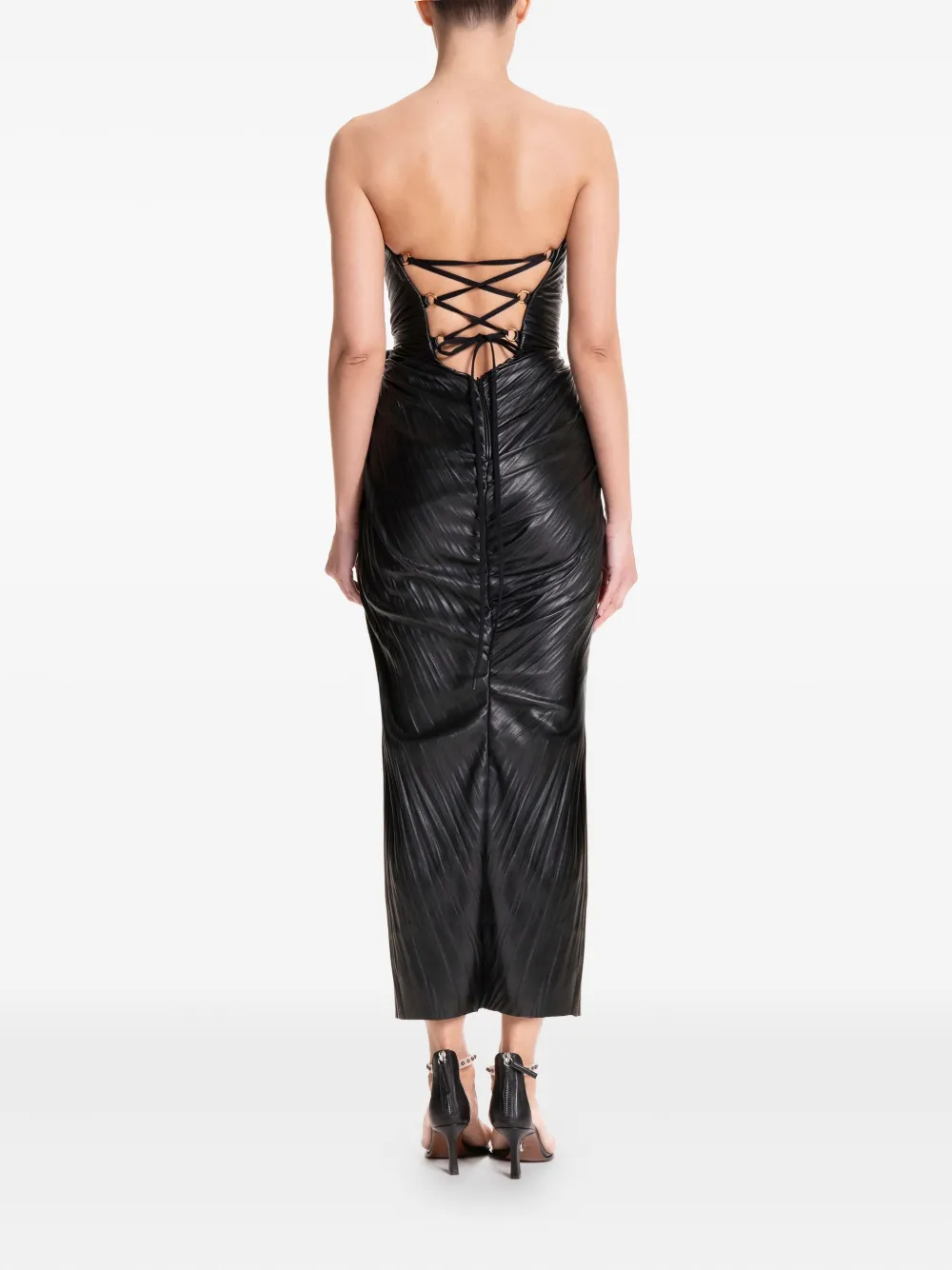Maria Lucia Hohan Pleated Side-slit Midi Dress In Black