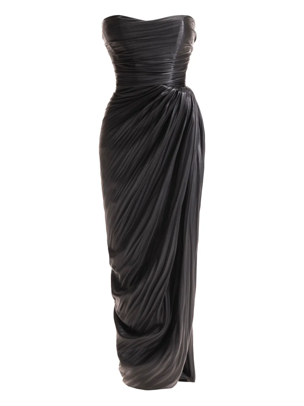 Maria Lucia Hohan Pleated Side-slit Midi Dress In Black