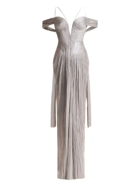 Maria Lucia Hohan pleated front-slit gown