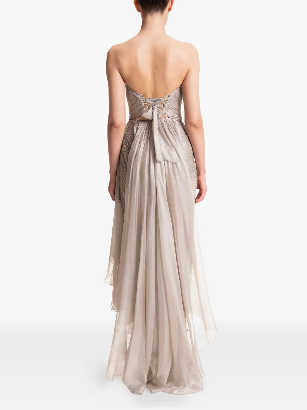 Maria Lucia Hohan Geplooide avondjurk met kant Beige