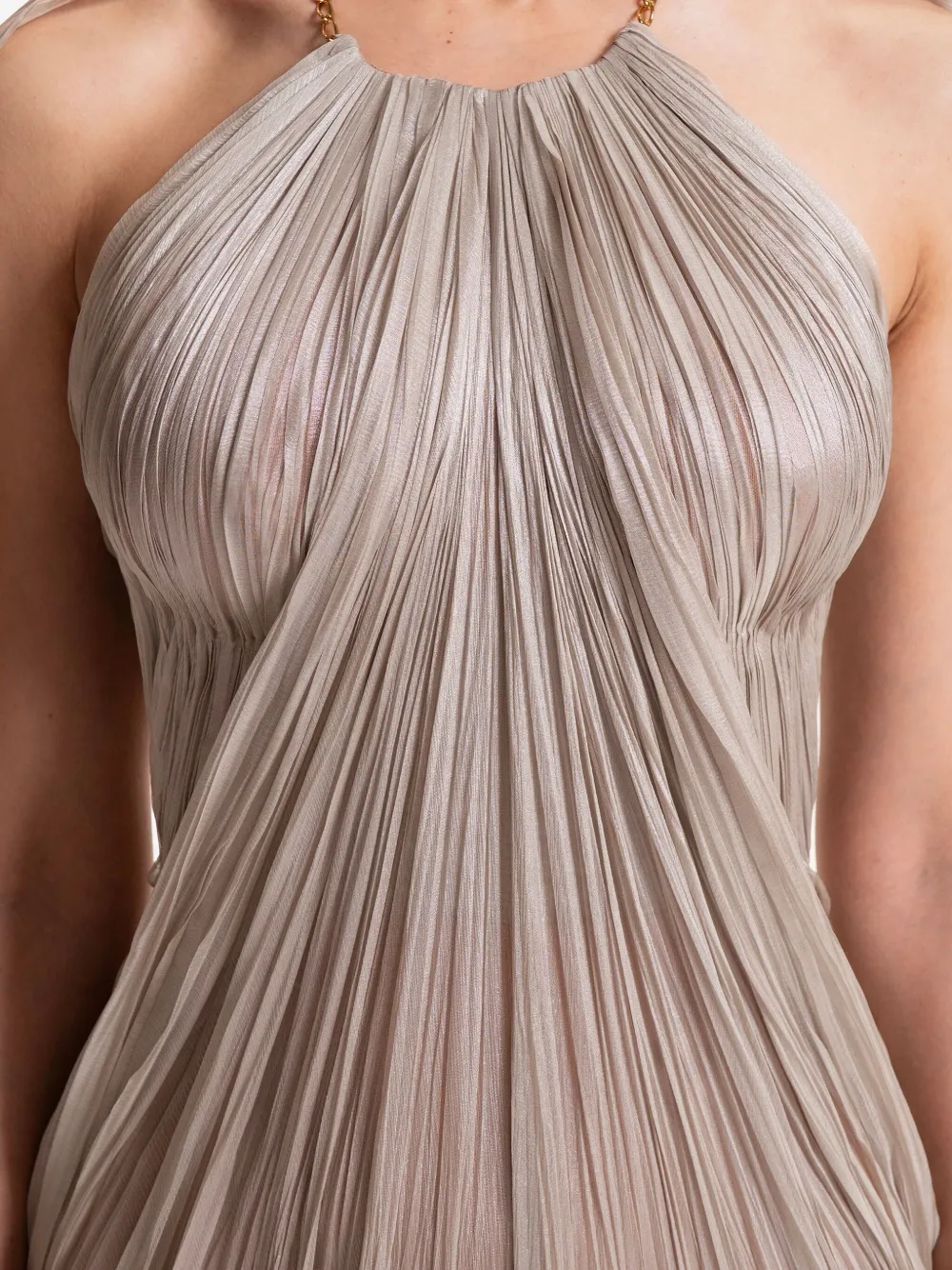 Maria Lucia Hohan Pleated Cape Dress In Neutral