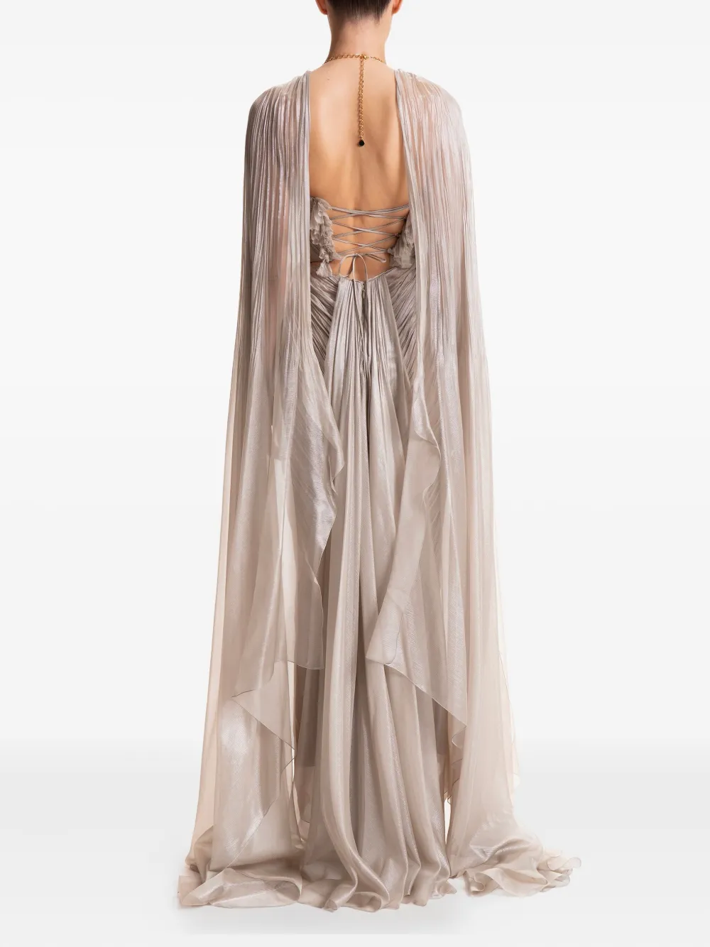 Maria Lucia Hohan Pleated Cape Dress In Neutral